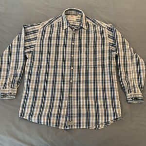 Levis Shirt Mens Large Blue White Plaid Button Down Long Sleeve Cotton Casual‎